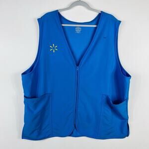 Walmart Employee Vest 3XL Blue Zip Up Embroidered Logo Pockets